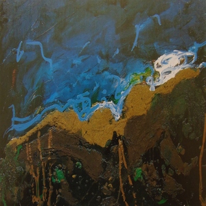 Mario Schifano, OSTACOLO, olio su tela, cm 80 x 120, 1989