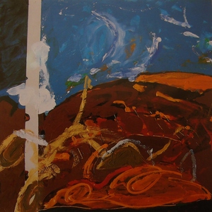 Mario Schifano, VERSO S.FRANCESCO, olio su tela, cm 90 x 70, 1989