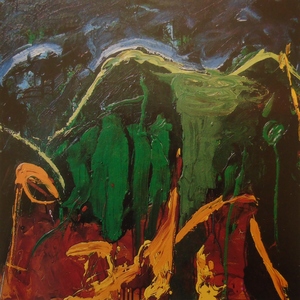 Mario Schifano, EREMO DI BARI, olio su tela, cm 80 x 80, 1989