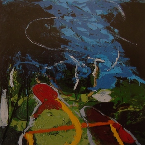 Mario Schifano, BELLOVEDERE, olio su tela, cm 100 x 70, 1989
