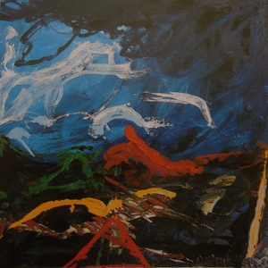 Mario Schifano, AREA APERTA, olio su tela, cm 120 x 100, 1989
