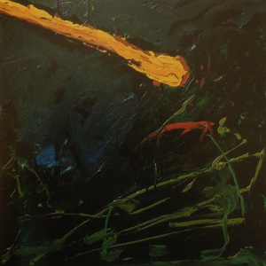 Mario Schifano, NOTTE TEMPO, olio su tela, cm 80 x 80, 1989