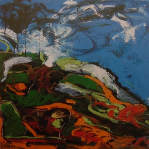 Mario Schifano, CORATO, olio su tela, cm 100 x 70, 1989