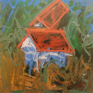 Mario Schifano, CASETTE, olio su tela, cm 60 x 80, 1989