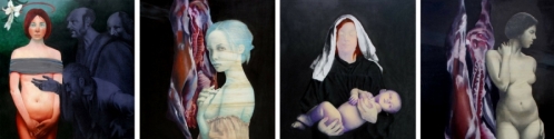 Alcune delle opere del maestro Del Giudice in mostra in galleria