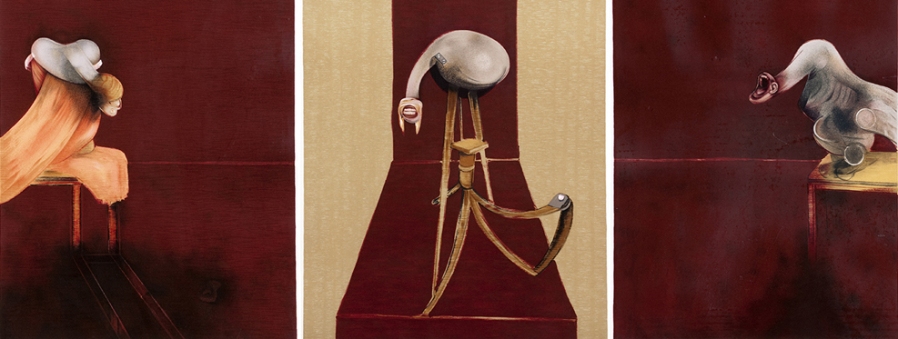 Francis Bacon, Second version, Tripthyc 1944, 1989, litografia a colori su carta, cm 75x56 ognuno