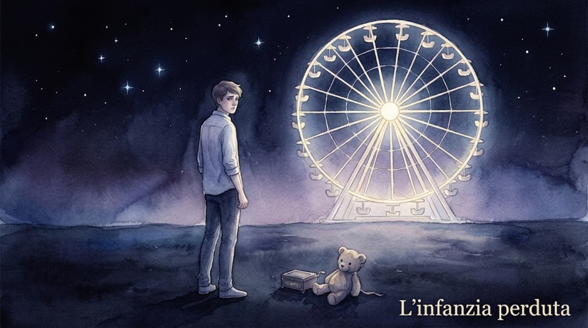 Immagine componimento Immagine/AI, acquarellata, che rappresenta il componimento 'L'infanzia perduta'