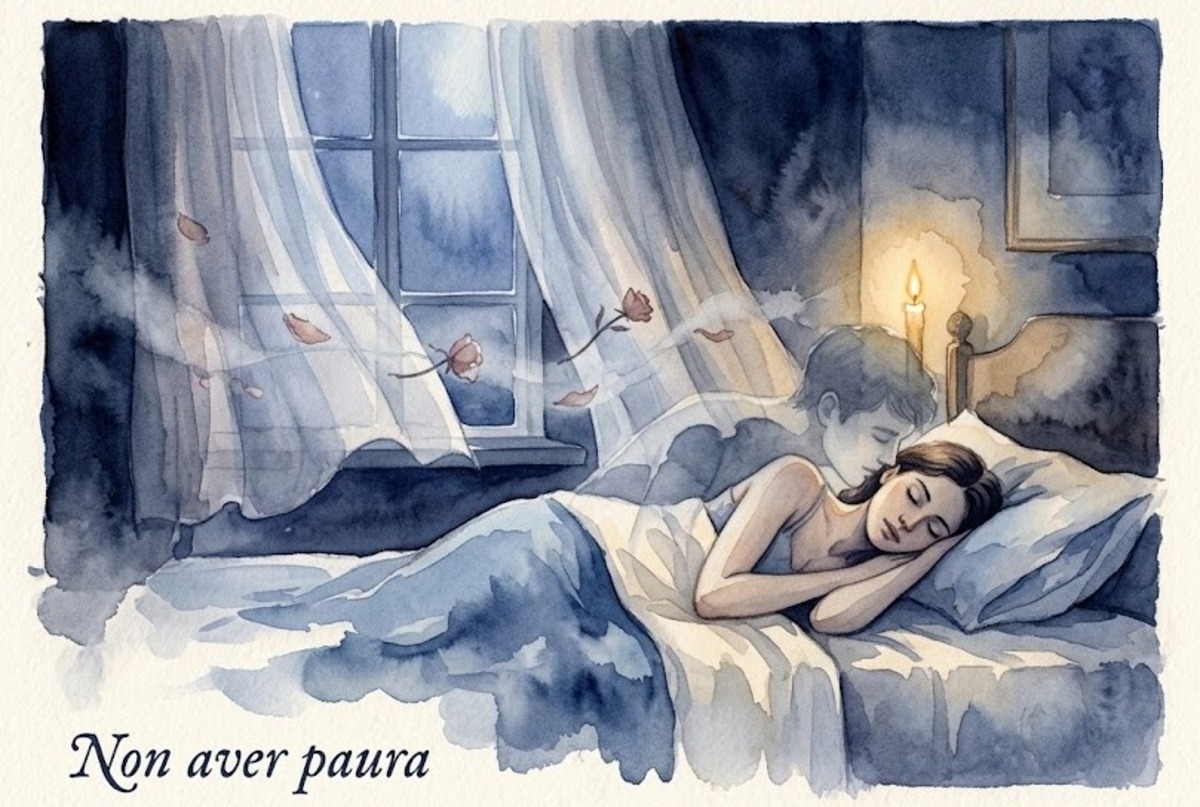 Immagine componimento Immagine/AI, acquarellata, che rappresenta il componimento 'Non aver paura'