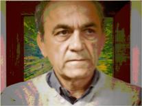 Leonardo Basile e il suo Colored light-3, dipinto su faesite dalle dimensioni di cm 45 x 45