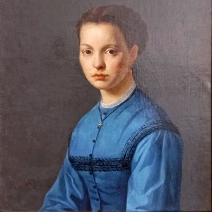Enrico Cavalli, Ritratto di giovane donna in abito blu