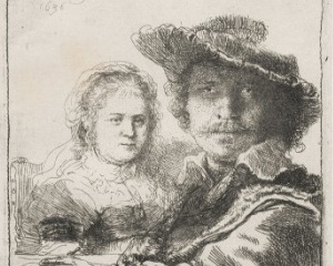 Rembrandt, autoritratto con la moglie Saskia
