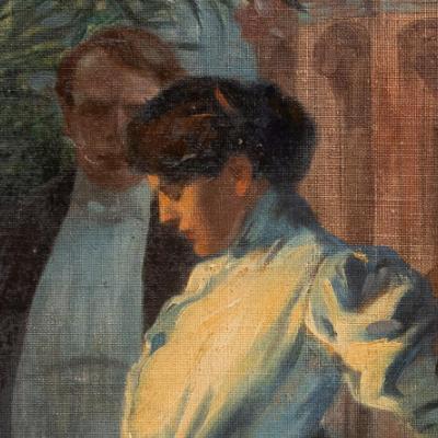 Marcello Dudovich, Autoritratto con Elisa Bucchi in Piazza San Domenico, 1899-1901