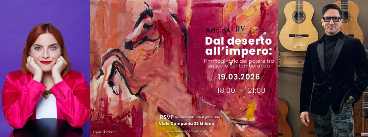 Nell'immagine: a dx,Elisabetta Roncati; a sx,  Andrea Musto; al centro la locandina web della mostra