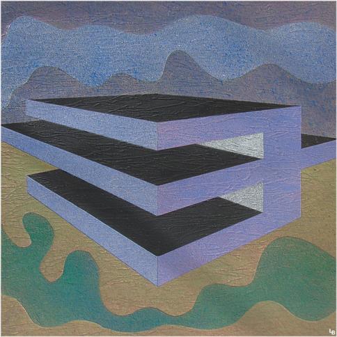 Leonardo Basile: Conflitto-78, collage con carta cromaticamente trattata (acrilici e smalti), cm 36X36, 20022020
