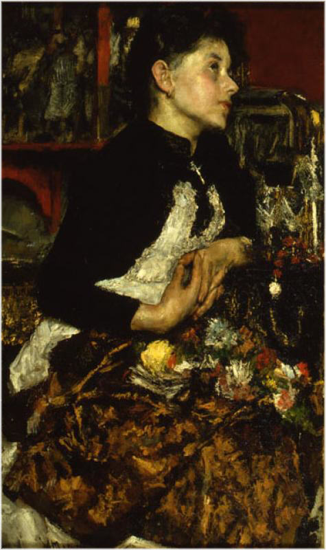 Antonio Mancini (Roma 1852 – 1930), Servetta olio su tela, cm 100x60,8 - 