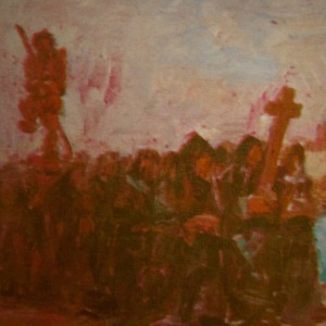 Domenico De Vanna, Processione delle vedove il Venerdì Santo con Cristo alla canna, pittura ad olio, 1971