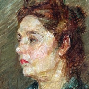 Domenico De Vanna, Profilo di donna olio su cartone, cm 40x30
