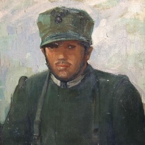 Domenico De Vanna, Soldato di fanteria al fronteolio su tela, cm 72x65