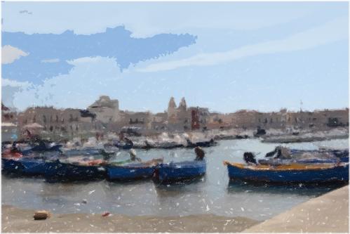 Il porto di Bari Santo Spirito in una elaborazione grafica di Leonardo Basile