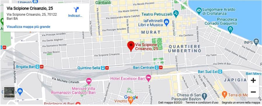Cornici e cornici sulla mappa della città di Bari