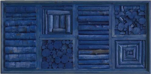 Ultimo lavoro di Leonardo Basile : Blu Provenza ligneo, cm 45 X 95 , tecnica mista