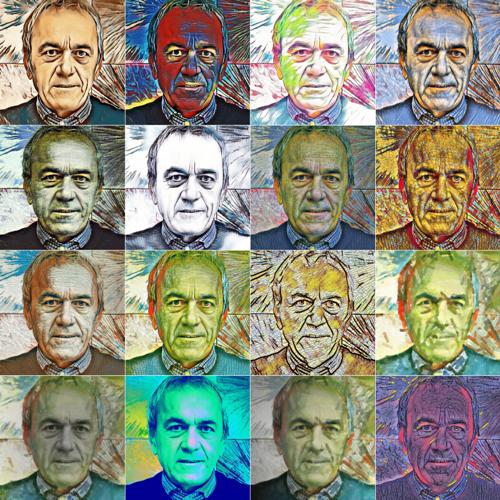 L.Basile : Elaborazione multipla digitale di un selfie di leonardo basile